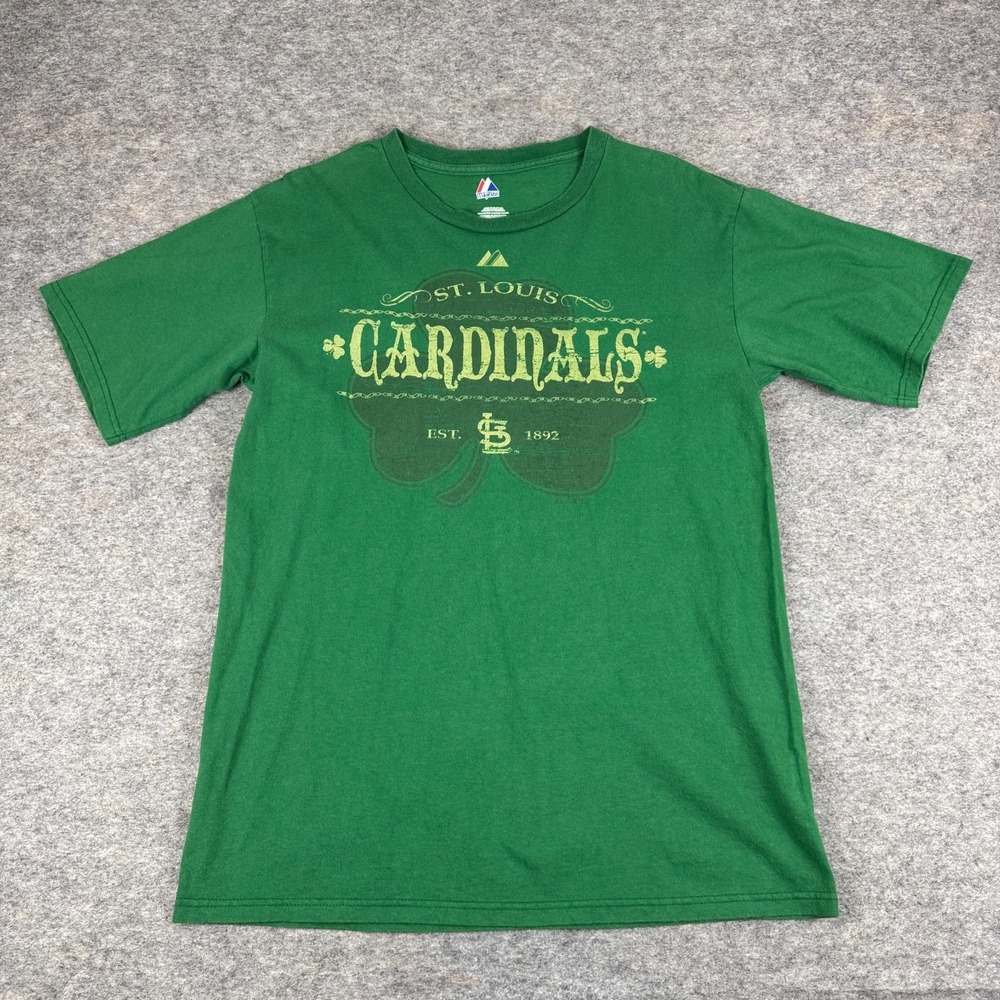 Majestic MLB St Louis Cardinals T-Shirt St Patrick's Day Green Mens Medium‎ M